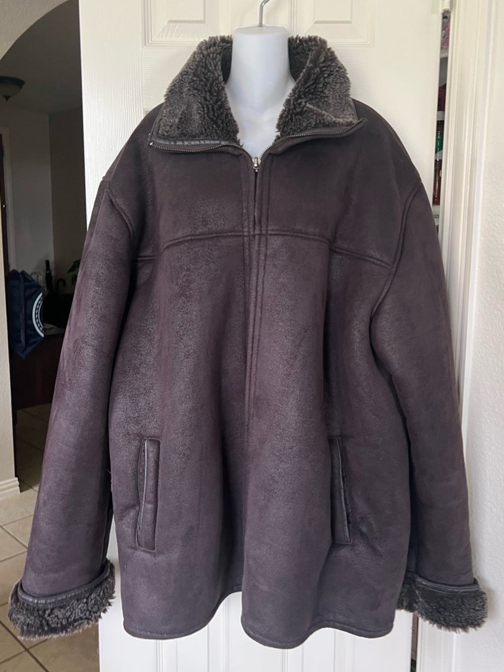 NWOT Excelled Brown Shearling B3 Aviator Flight Collard Bomber 2XL